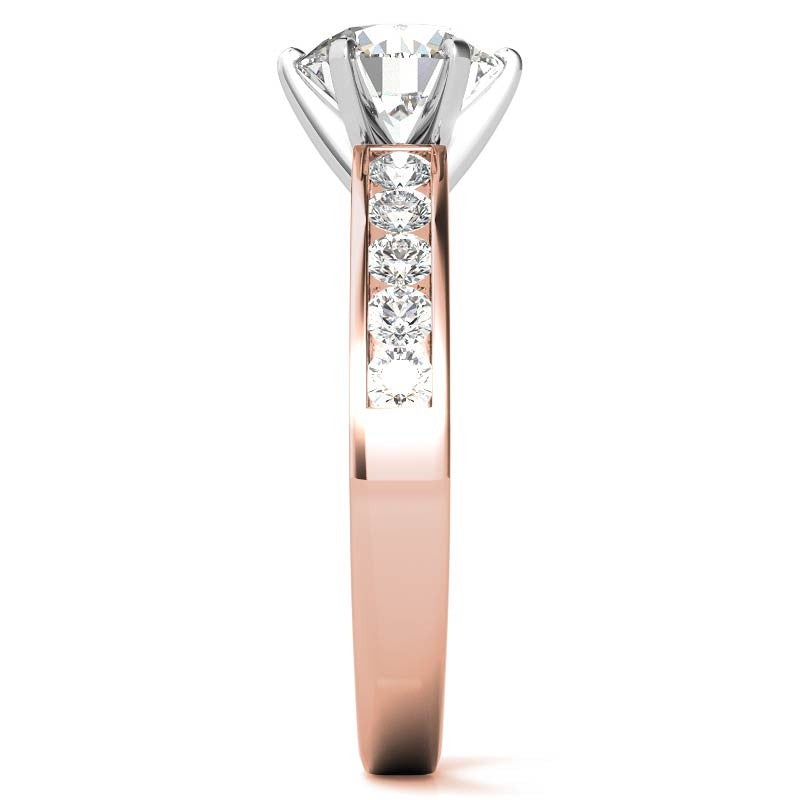 Round Brilliant Moissanite Channel-Set Engagement Ring (0.6ct, 2.5mm)