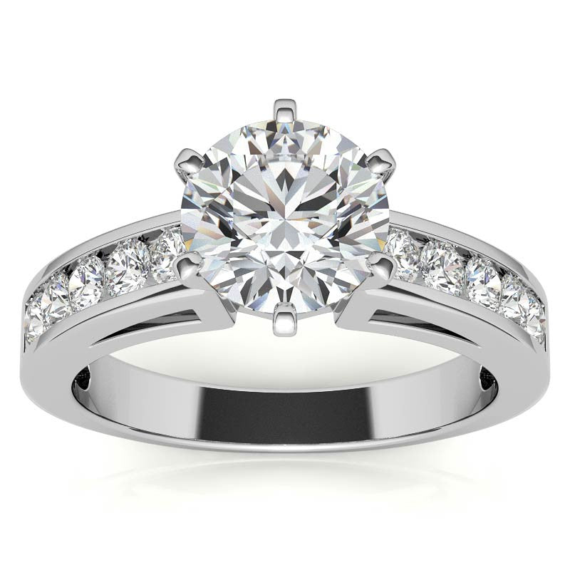 Round Brilliant Moissanite Channel-Set Engagement Ring (0.6ct, 2.5mm)