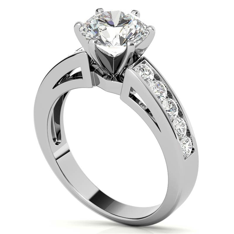 Round Brilliant Moissanite Channel-Set Engagement Ring (0.6ct, 2.5mm)