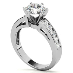 Round Brilliant Moissanite Channel-Set Engagement Ring (0.6ct, 2.5mm)