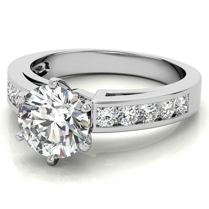 Round Brilliant Moissanite Channel-Set Engagement Ring (0.6ct, 2.5mm)