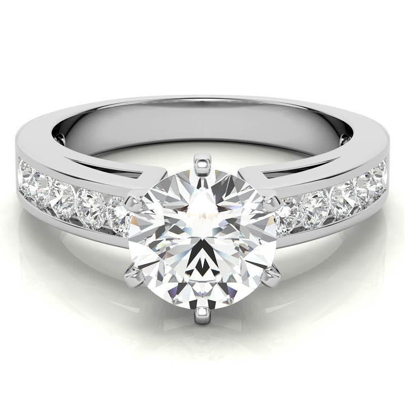 Round Brilliant Moissanite Channel-Set Engagement Ring (0.6ct, 2.5mm)