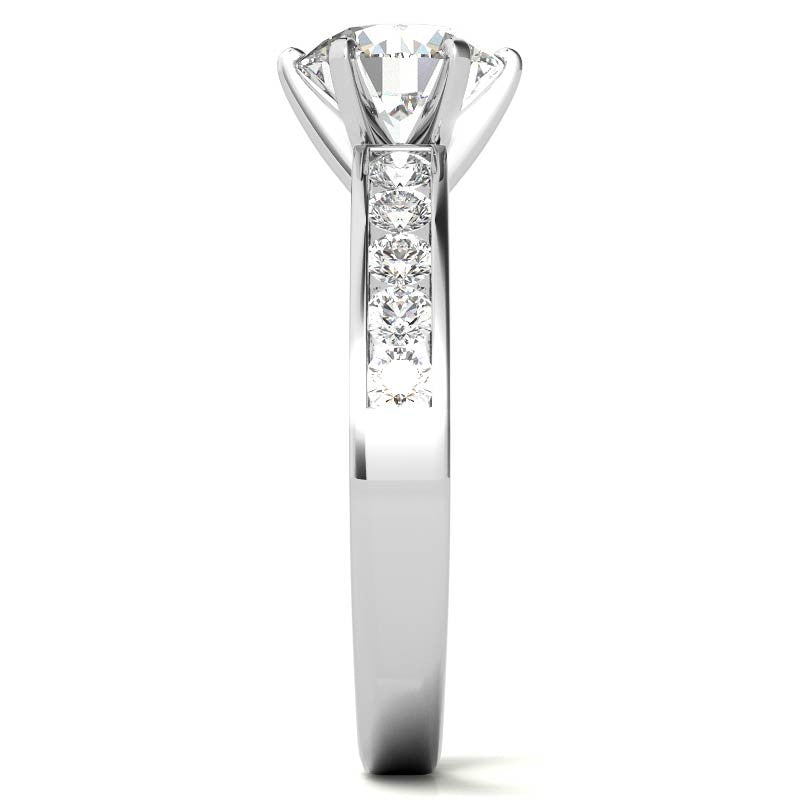 Round Brilliant Moissanite Channel-Set Engagement Ring (0.6ct, 2.5mm)