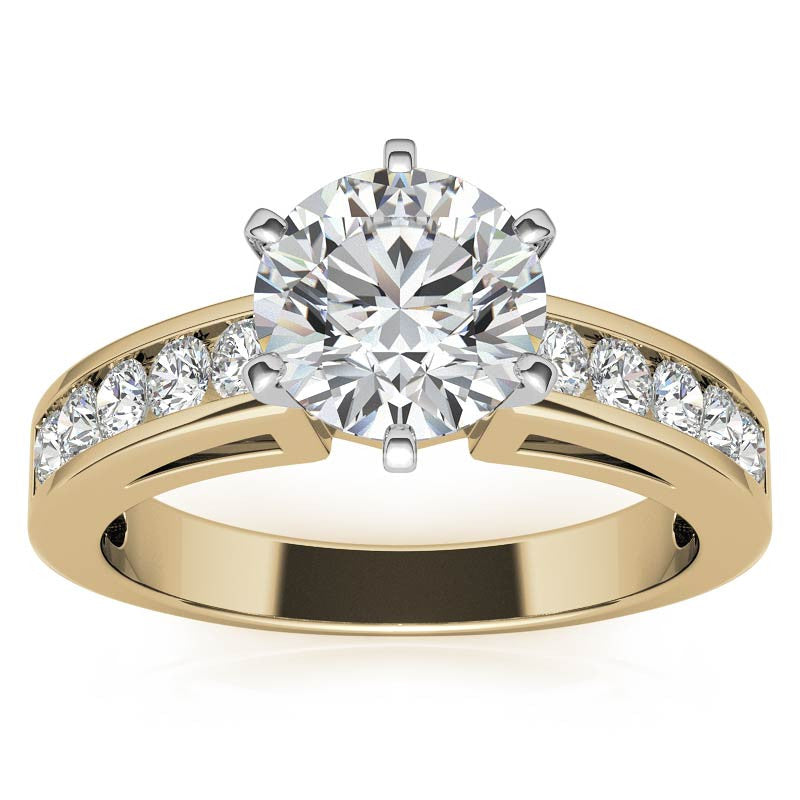 Round Brilliant Moissanite Channel-Set Engagement Ring (0.6ct, 2.5mm)