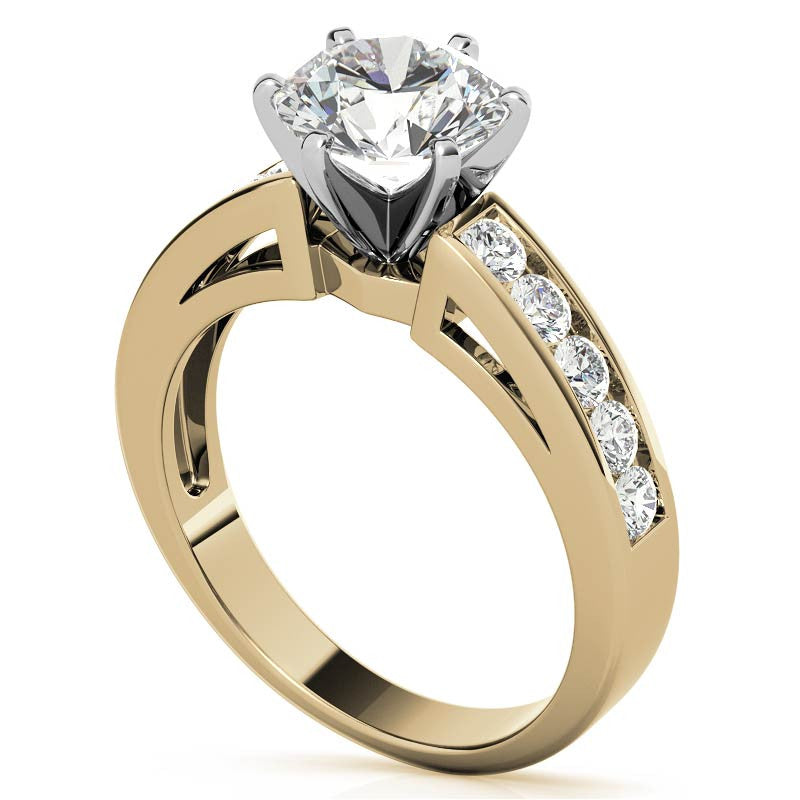 Round Brilliant Moissanite Channel-Set Engagement Ring (0.6ct, 2.5mm)