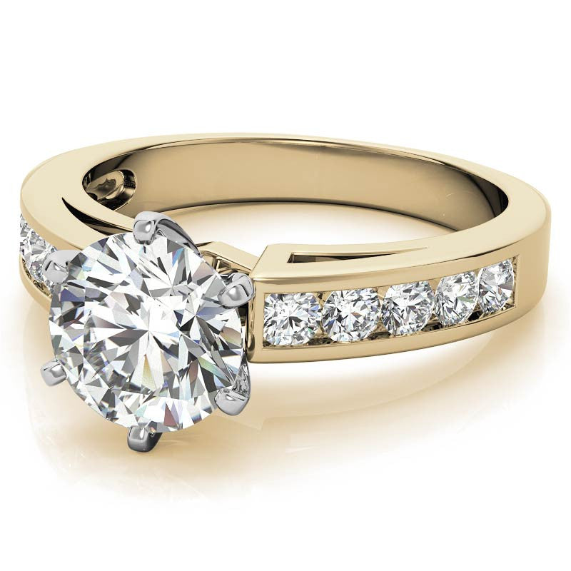 Round Brilliant Moissanite Channel-Set Engagement Ring (0.6ct, 2.5mm)
