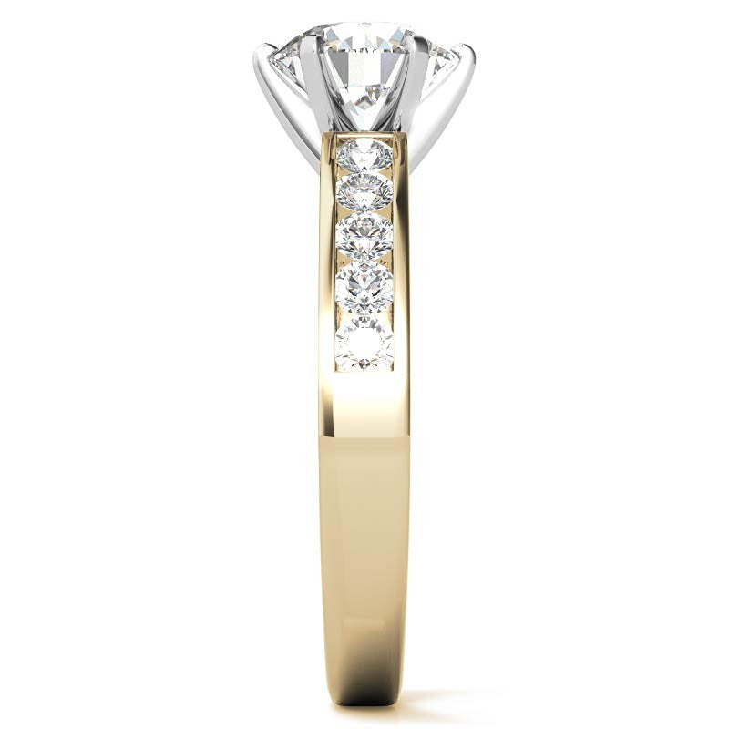 Round Brilliant Moissanite Channel-Set Engagement Ring (0.6ct, 2.5mm)