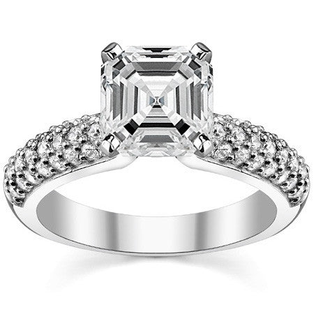 Round Brilliant Moissanite Pave Style Engagement Ring