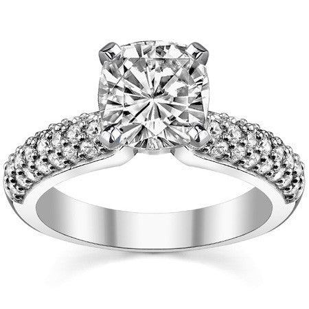 Round Brilliant Moissanite Pave Style Engagement Ring