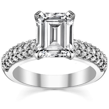 Round Brilliant Moissanite Pave Style Engagement Ring