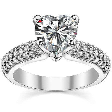 Round Brilliant Moissanite Pave Style Engagement Ring
