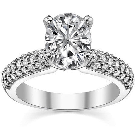 Round Brilliant Moissanite Pave Style Engagement Ring
