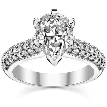 Round Brilliant Moissanite Pave Style Engagement Ring