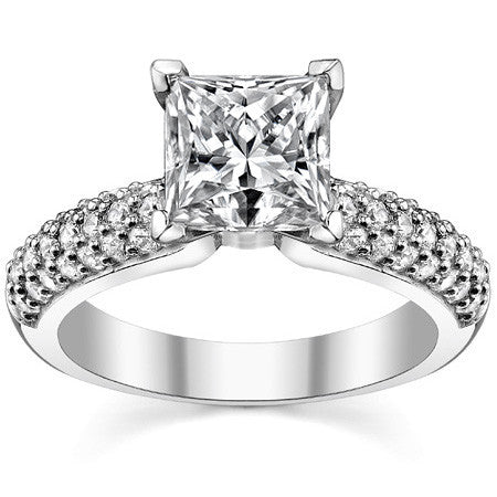 Round Brilliant Moissanite Pave Style Engagement Ring