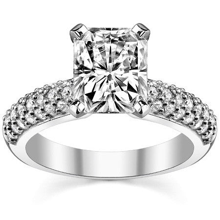 Round Brilliant Moissanite Pave Style Engagement Ring