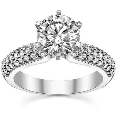 Round Brilliant Moissanite Pave Style Engagement Ring