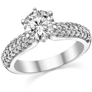 Round Brilliant Moissanite Pave Style Engagement Ring