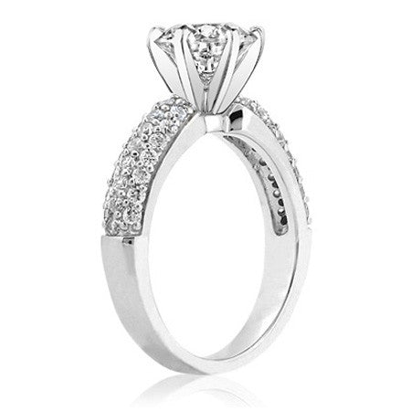Round Brilliant Moissanite Pave Style Engagement Ring
