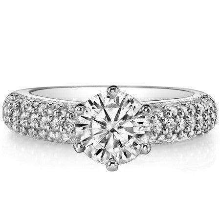 Round Brilliant Moissanite Pave Style Engagement Ring