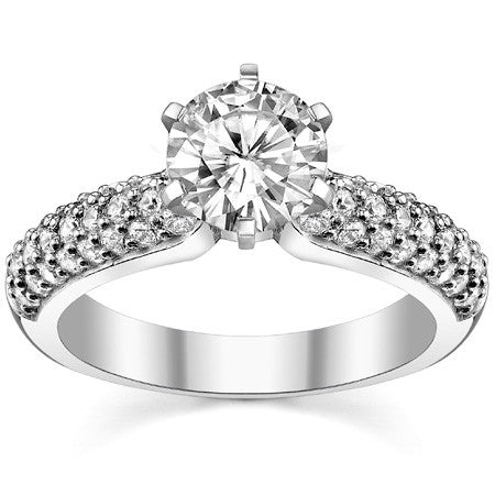 Round Brilliant Moissanite Pave Style Engagement Ring