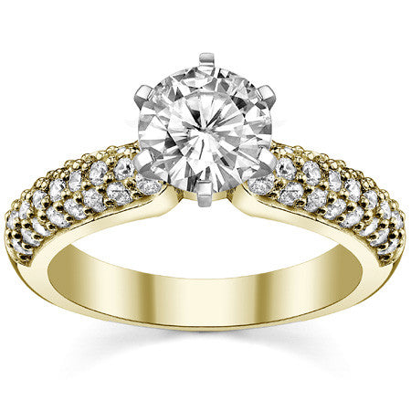 Round Brilliant Moissanite Pave Style Engagement Ring