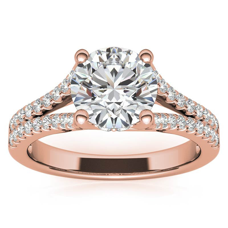 Round Split Shank Trellis Moissanite Engagement Ring