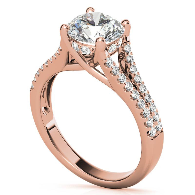Round Split Shank Trellis Moissanite Engagement Ring