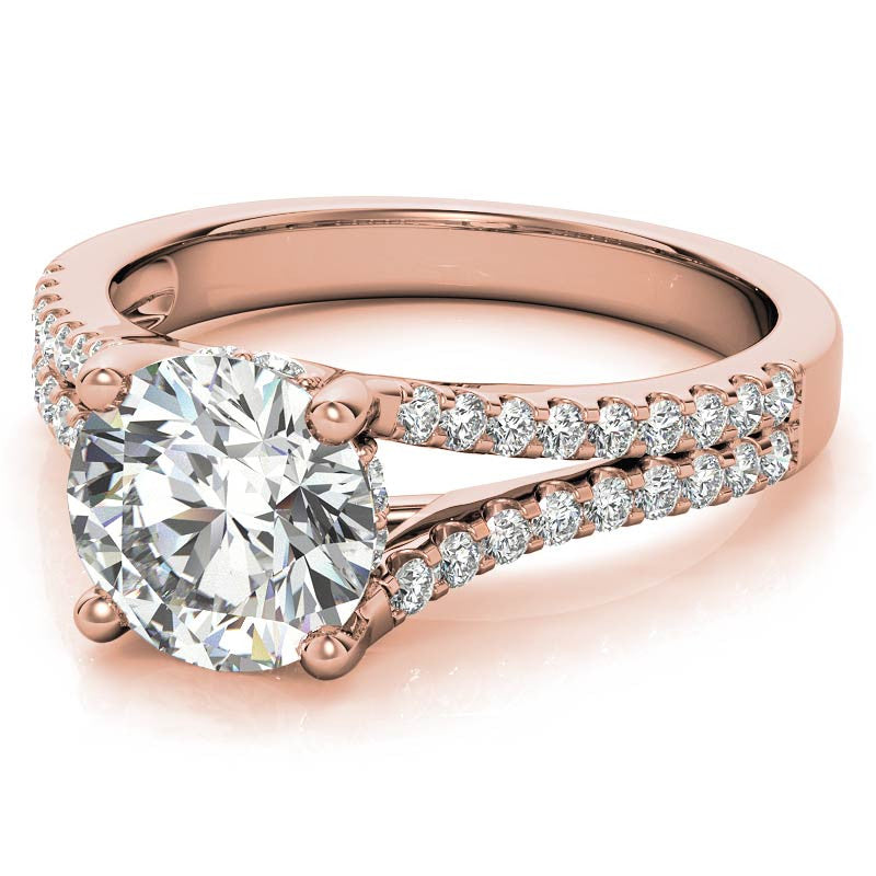 Round Split Shank Trellis Moissanite Engagement Ring