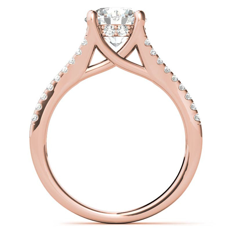 Round Split Shank Trellis Moissanite Engagement Ring