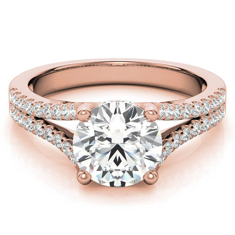 Round Split Shank Trellis Moissanite Engagement Ring