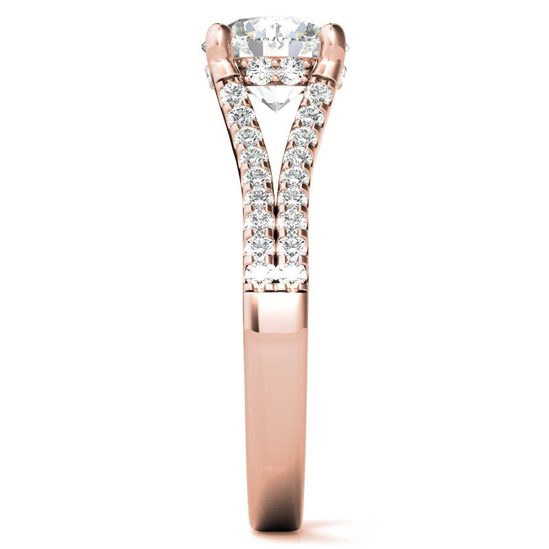 Round Split Shank Trellis Moissanite Engagement Ring