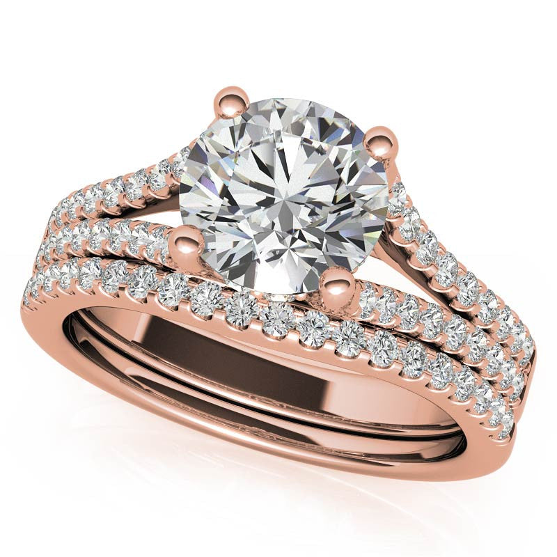 Round Split Shank Trellis Moissanite Engagement Ring