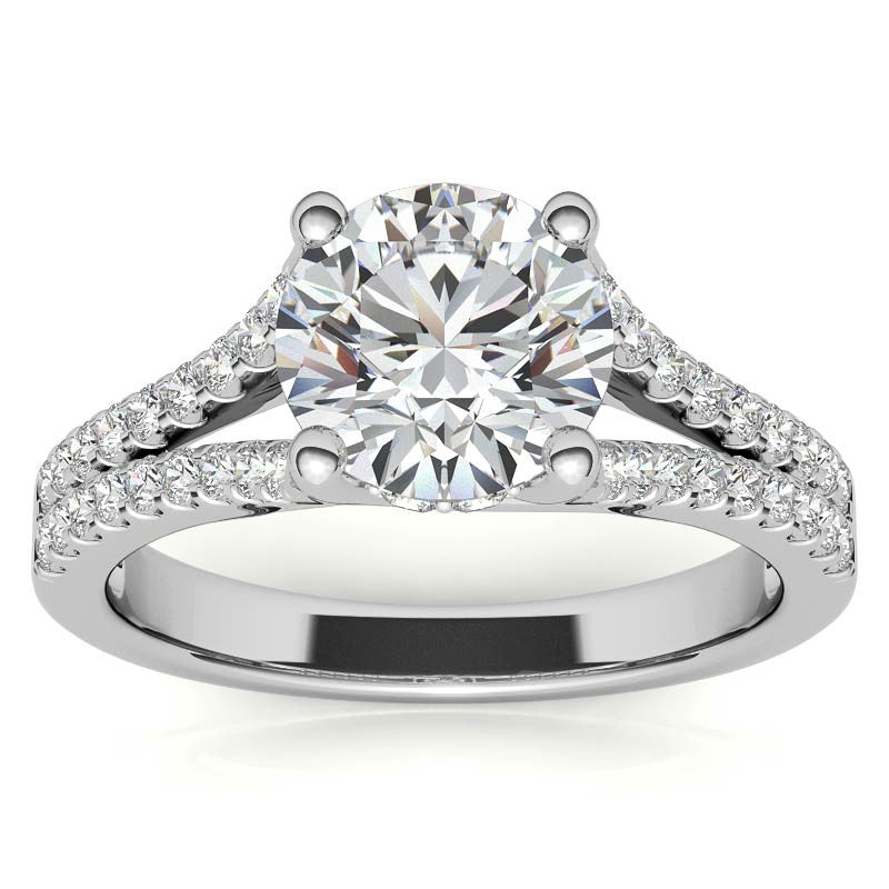Round Split Shank Trellis Moissanite Engagement Ring