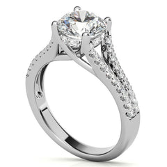Round Split Shank Trellis Moissanite Engagement Ring