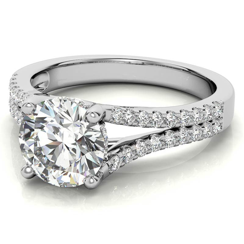 Round Split Shank Trellis Moissanite Engagement Ring