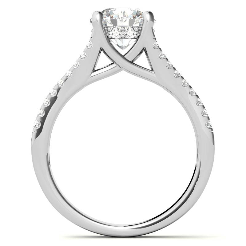 Round Split Shank Trellis Moissanite Engagement Ring
