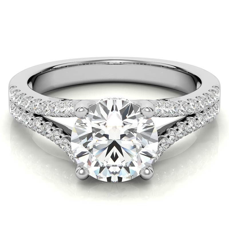 Round Split Shank Trellis Moissanite Engagement Ring