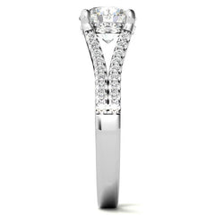 Round Split Shank Trellis Moissanite Engagement Ring