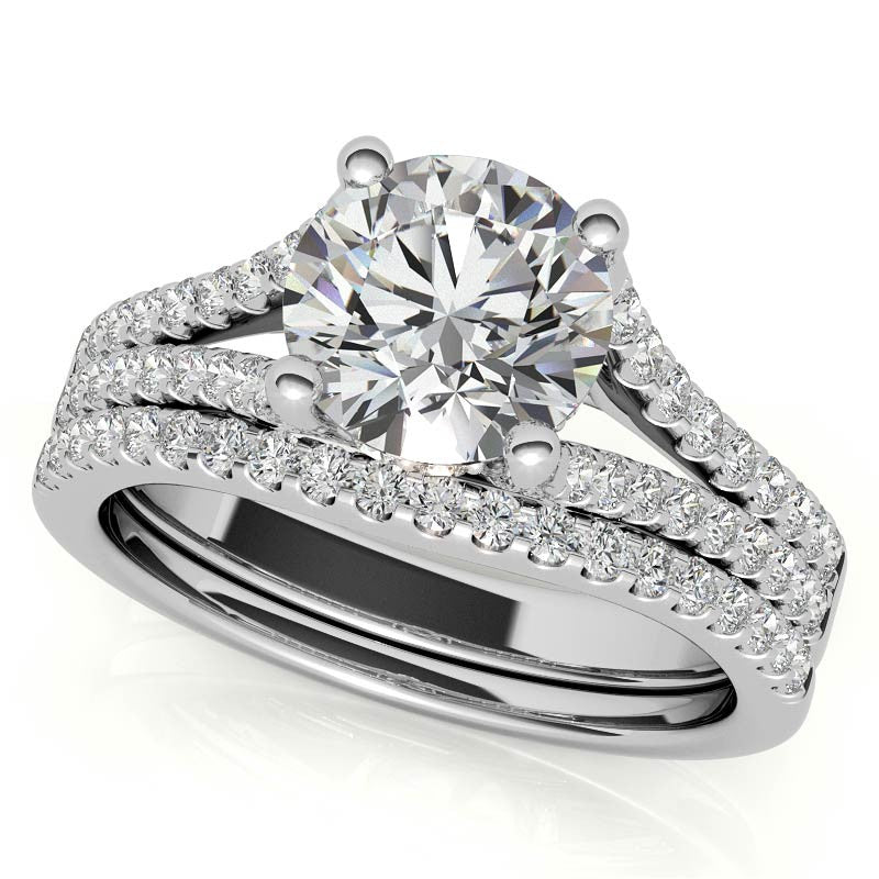Round Split Shank Trellis Moissanite Engagement Ring