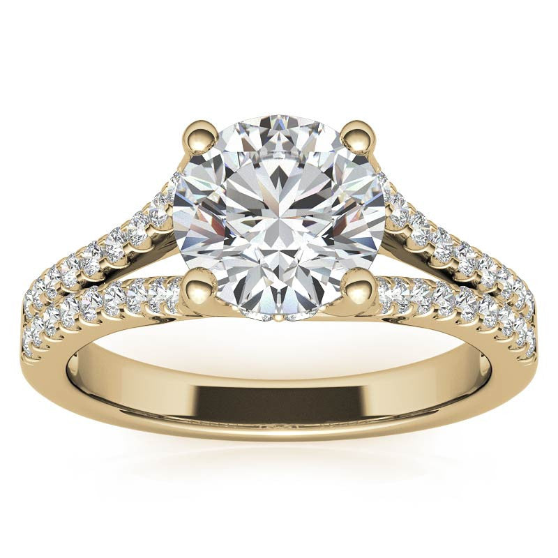 Round Split Shank Trellis Moissanite Engagement Ring