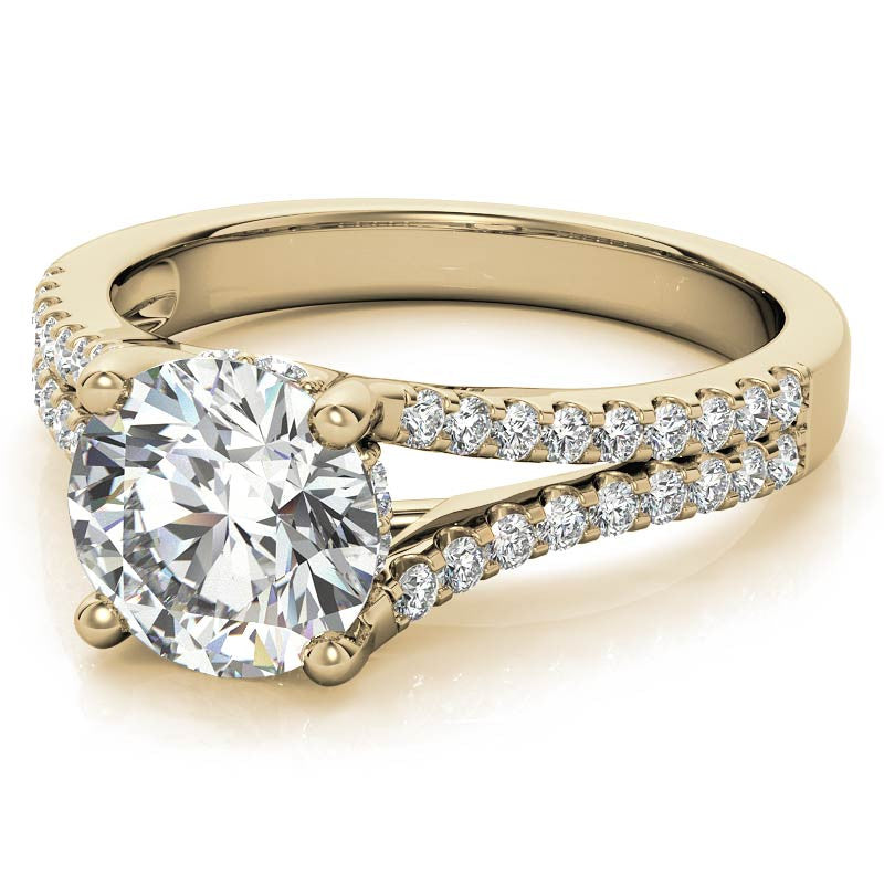 Round Split Shank Trellis Moissanite Engagement Ring