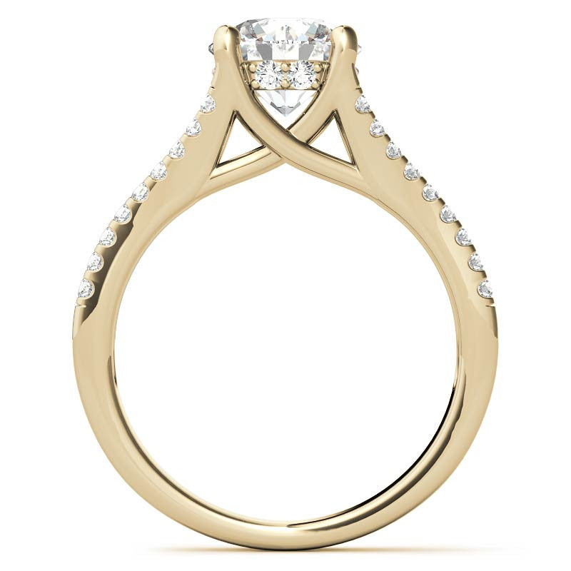 Round Split Shank Trellis Moissanite Engagement Ring