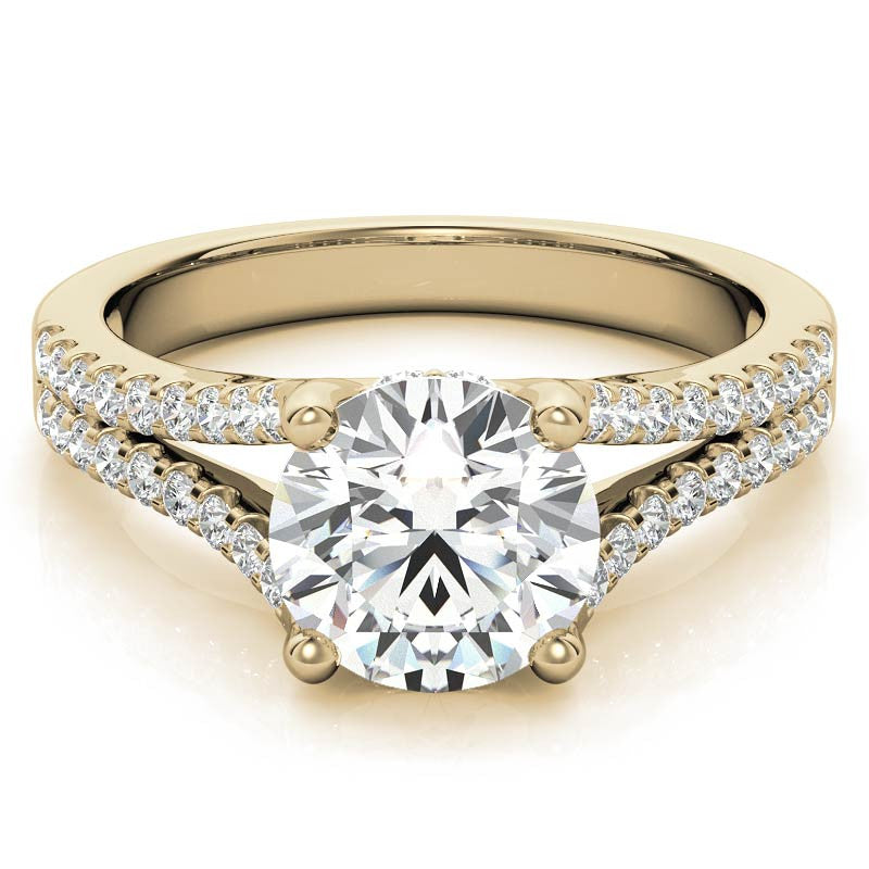 Round Split Shank Trellis Moissanite Engagement Ring