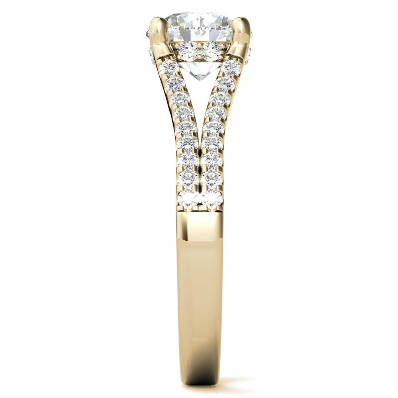 Round Split Shank Trellis Moissanite Engagement Ring