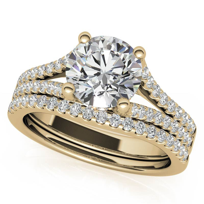 Round Split Shank Trellis Moissanite Engagement Ring