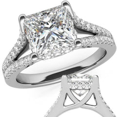 Princess Split Shank Trellis Moissanite Engagement Ring