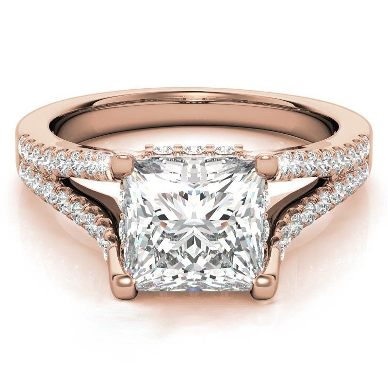 Princess Split Shank Trellis Moissanite Engagement Ring