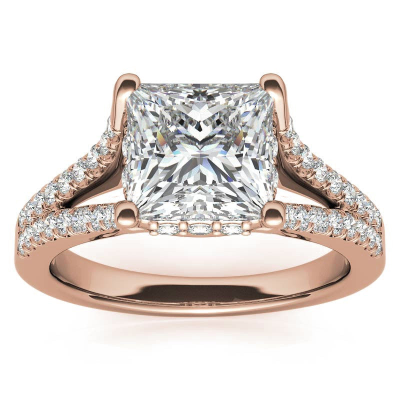 Princess Split Shank Trellis Moissanite Engagement Ring