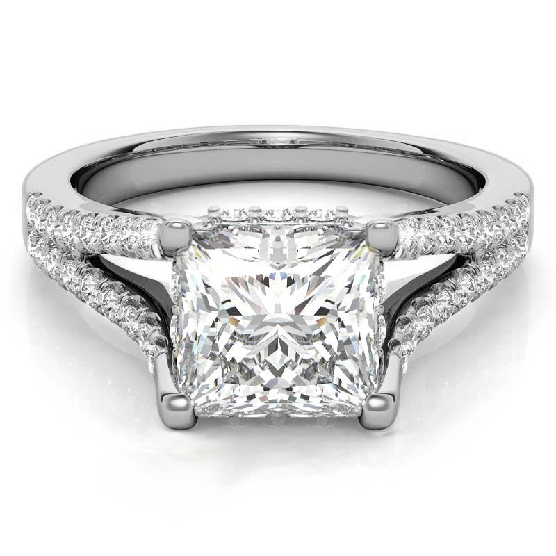 Princess Split Shank Trellis Moissanite Engagement Ring