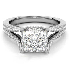 Princess Split Shank Trellis Moissanite Engagement Ring